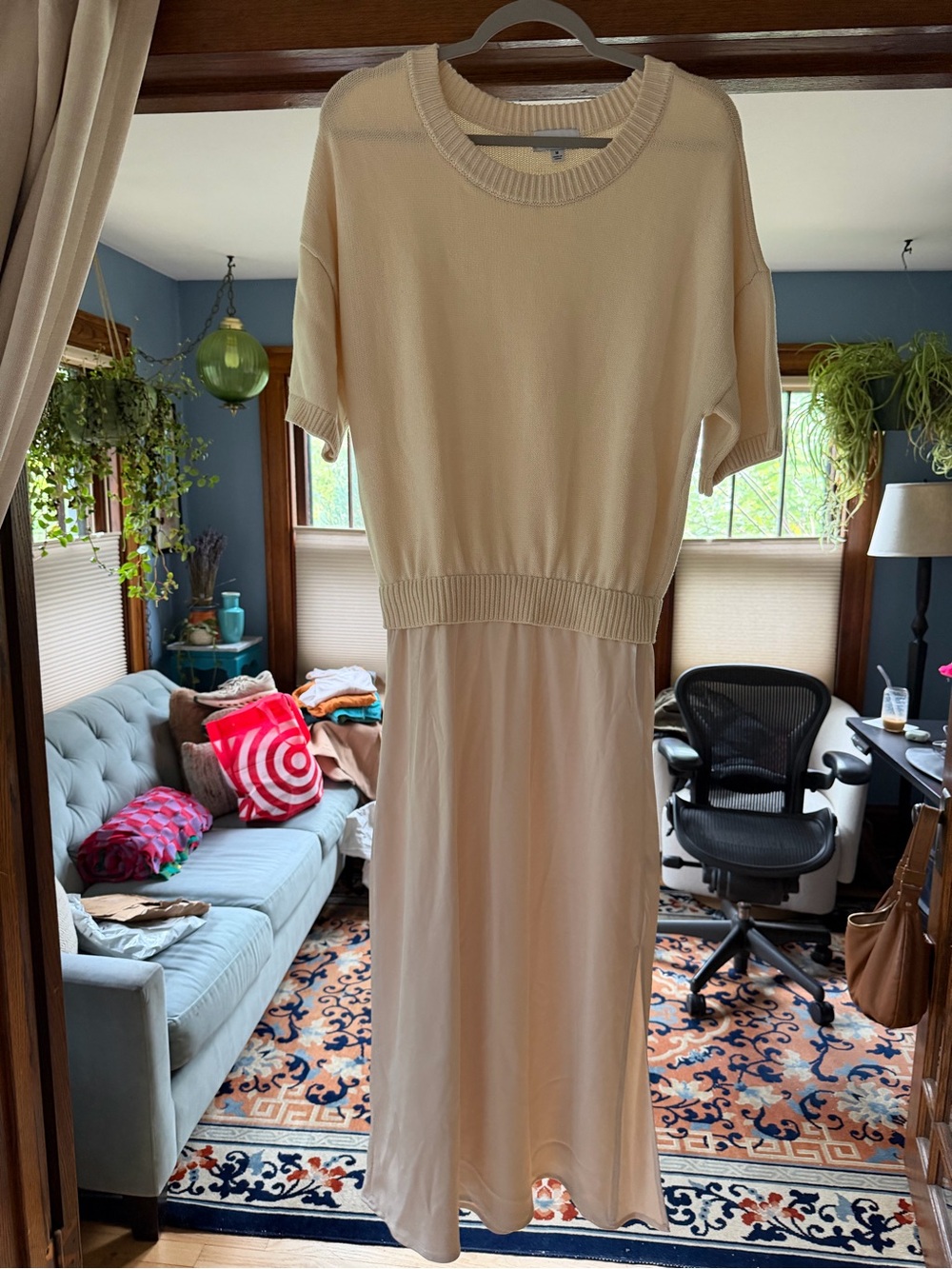Evereve Cream Short-Sleeve Midi Dress NEVER WORN